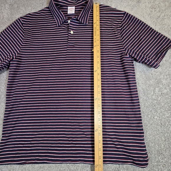 Brooks Brothers Mens‎ 346 Short Sleeve Polo Red White Blue Striped Large - Picture 5 of 9